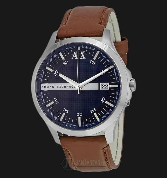 Armani Exchange Hampton Chronograph Blue Dial Brown Leather Strap Watch For Men - AX2133