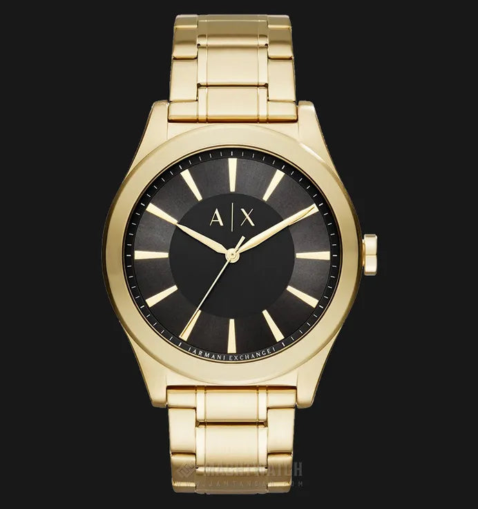 Armani Exchange Nico Analog Black Dial Gold Steel Strap Watch For Men - AX2328