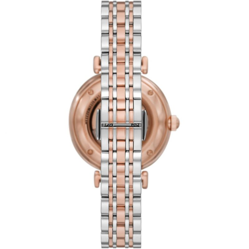 Emporio Armani Meccanico Automatic Mother of Pearl Dial Two Tone Steel Strap Watch For Women - AR60049