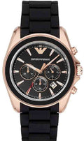 Emporio Armani Sigma Chronograph Black Dial Black SIlicon Strap Watch For Men - AR6066