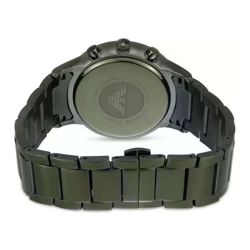 Emporio Armani Renato Chronograph Quartz Grey Dial Green Steel Strap  Watch For Men - AR11117