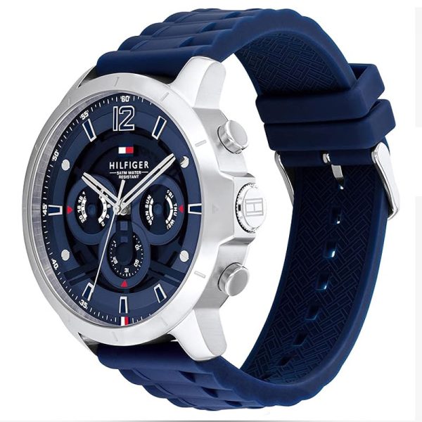 Tommy Hilfiger Luca Chronograph Quartz Blue Dial Blue Silicone Strap Watch For Men - 1710489