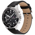 Tommy Hilfiger Larson Chronograph Black Dial Black Leather Strap Watch For Men - 1791984