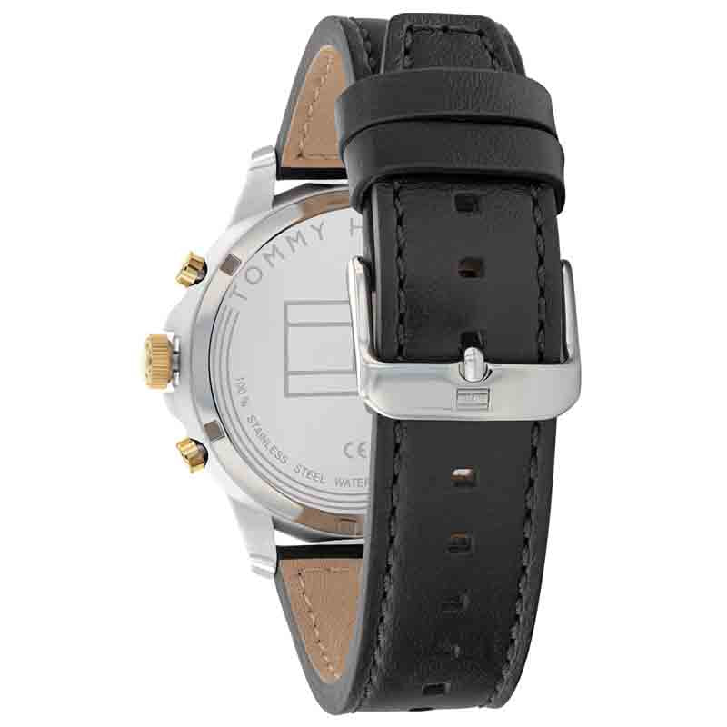 Tommy Hilfiger Henry Chronograph Black Dial Black Leather Strap Watch For Men - 1710474