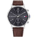 Tommy Hilfiger Daniel Grey Dial Brown Leather Strap Watch for Men - 1710416