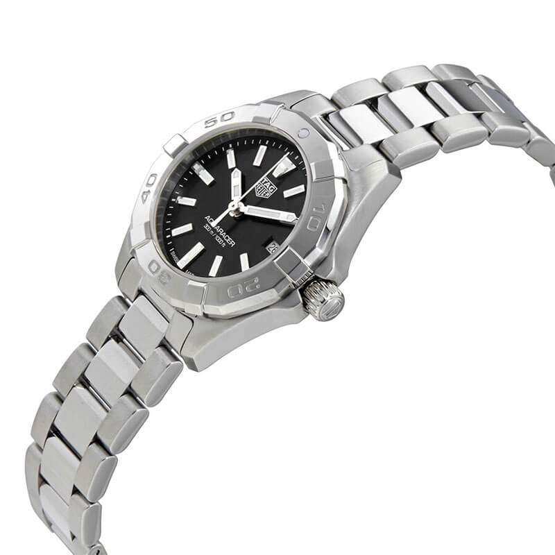 Tag Heuer Aquaracer Quartz Black Dial Silver Steel Strap Watch for Women - WBD1410.BA0741