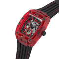 Guess Phoenix Multifunction Analog Red Dial Black Silicone Strap Watch For Men - GW0499G4