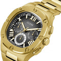 Guess Headliner Multifunction Black Dial Gold Steel Strap Watch For Men - GW0572G2