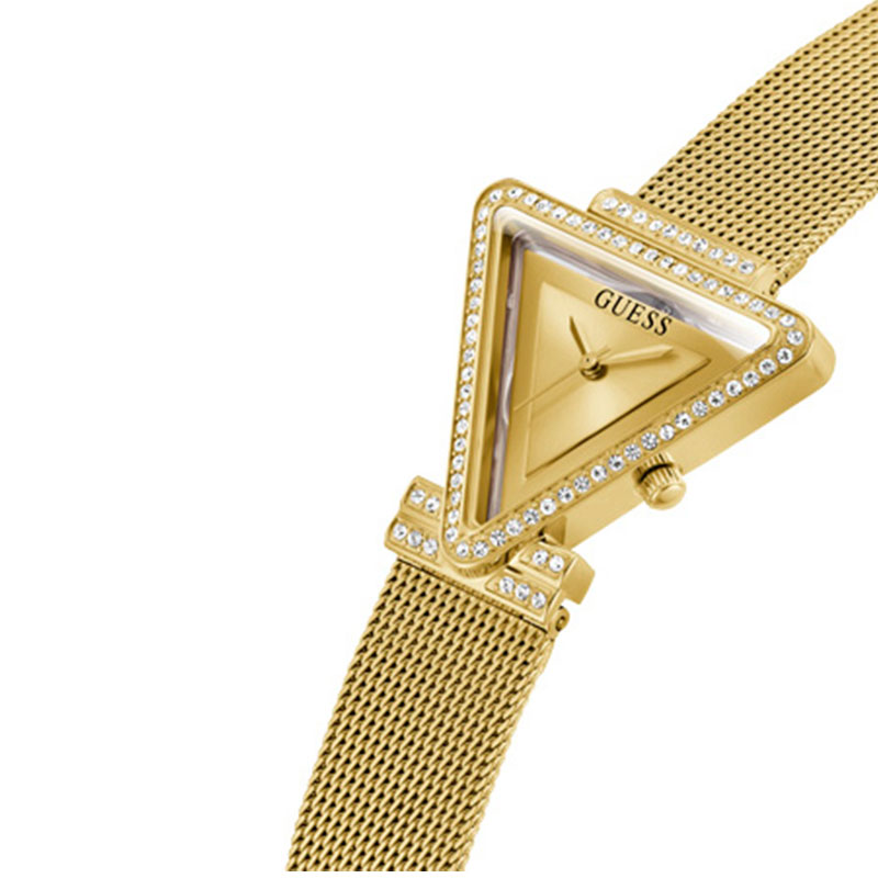 Guess Fame Diamonds Gold Dial Gold Mesh Bracelet Watch for Women - GW0508L2