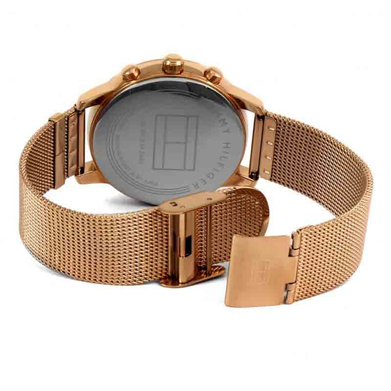 Tommy Hilfiger Blake Chronograph Rose Gold Dial Rose Gold Mesh Bracelet Watch For Women - 1781907