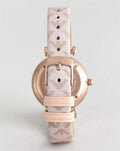 Emporio Armani Gianni T Bar Analog Silver Dial Beige Leather Strap Watch For Women - AR11127