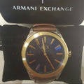 Armani Exchange Nico Quartz Blue Dial Brown Leather Strap Watch For Men - AX2334