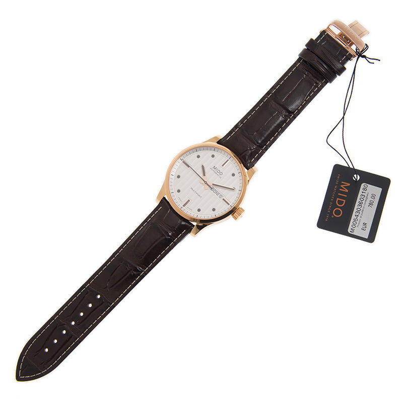 Mido Multifort Automatic Silver Dial Brown Leather Strap Watch For Men - M005.430.36.031.80