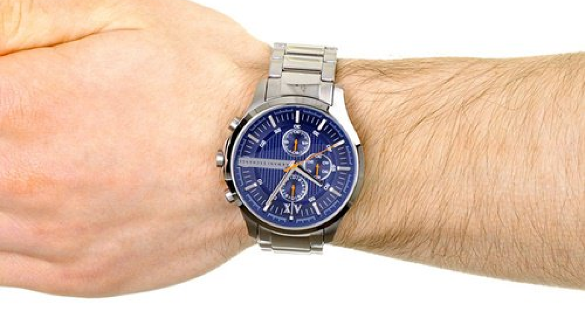 Armani Exchange Hampton Chronograph Blue Dial Silver Steel Strap Watch For Men - AX2155