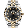 Rolex Datejust 36 Oyster Black Dial Two Tone Oystersteel & Yellow Gold Jubilee Bracelet Watch for Women - M126233-0021