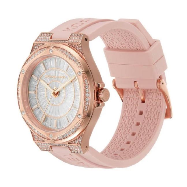 Michael Kors Lennox Three-Hand Analog White Dial Pink Silicone Strap Watch For Women - MK7334