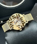 Guess Iconic Quartz Gold Dial Gold Mesh Bracelet Watch For Women - GW0527L2