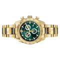 Versace V-Ray Chronograph Quartz Green Dial Gold Steel Strap Watch For Men - VE2I00621