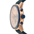 Armani Exchange Hampton Chronograph Rose Gold Dial Blue Silicone Strap Watch For Men - AX1730