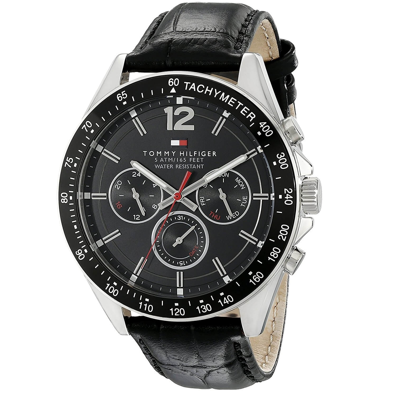 Tommy Hilfiger Luke Quartz Black Dial Black Leather Strap Watch for Men - 1791117