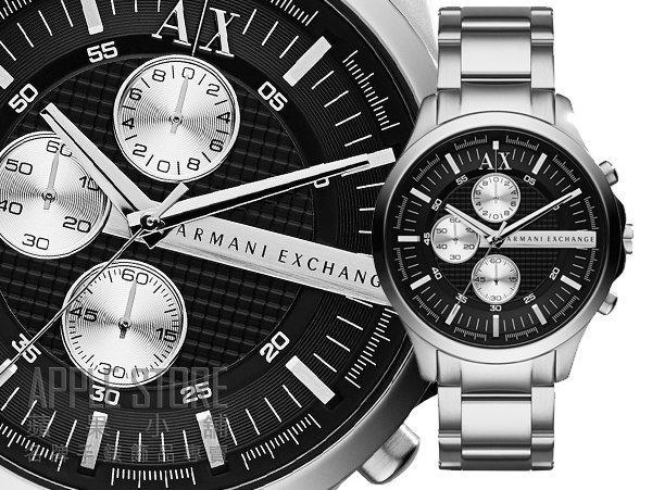 Armani Exchange Hampton Chronograph Black Dial Silver Steel Strap Watch For Men - AX2152