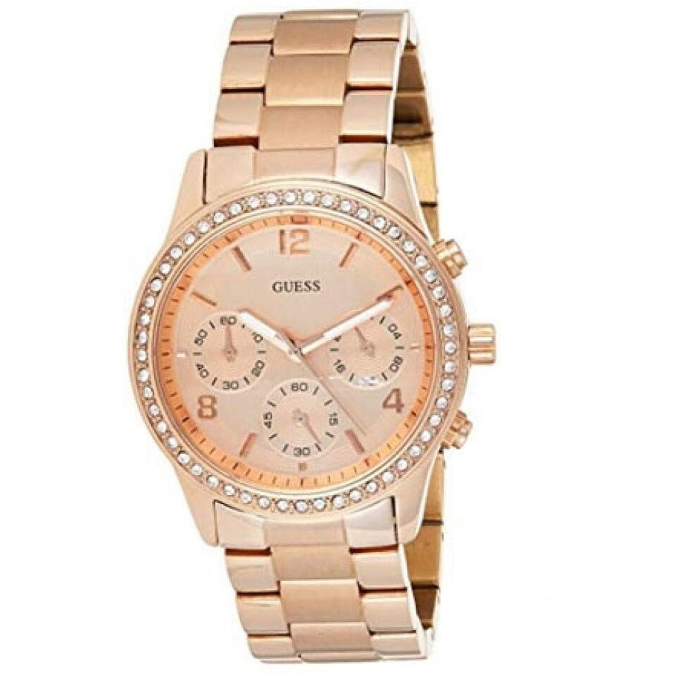 Guess Mini Spectrum Quartz Rose Gold Dial Rose Gold Steel Strap Watch For Women - W0122L3