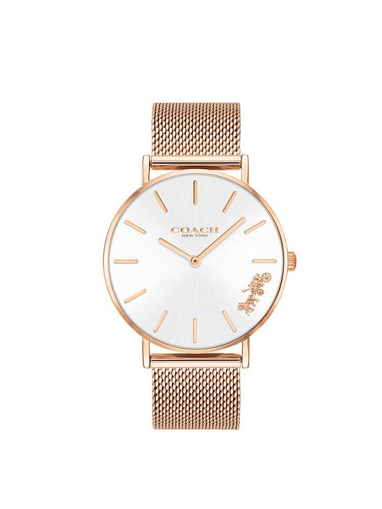 Coach Perry White Rose Gold Mesh Bracelet Watch for Women - 14503126