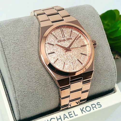 Michael Kors Channing Quartz Rose Gold Dial Rose Gold Steel Strap Watch For Women - MK6624