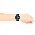 Versace V Race Chronograph Quartz Blue Dial Blue Leather Strap Watch For Men - VEBV00419