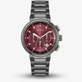 Hugo Boss One Chronograph Red Dial Grey Steel Strap Watch For Men - 1514000