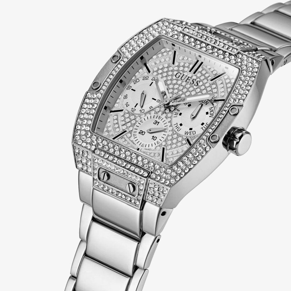 Guess Phoenix Multifunction Crystals Silver Dial Silver Steel Strap Watch For Men - GW0094G1