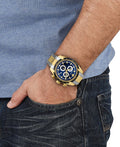 Versace V-Ray Chronograph Quartz Blue Dial Two Tone Steel Strap Watch For Men - VE2I01021