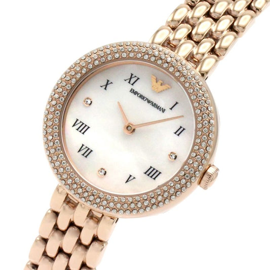 Emporio Armani Rosa Quartz Mother of Pearl White Dial Rose Gold Steel Strap Watch For Women - AR11355