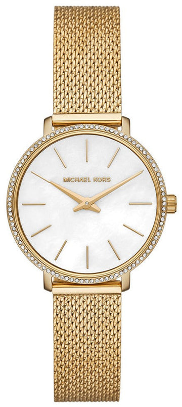 Michael Kors Pyper Quartz White Dial Gold Mesh Bracelet Watch For Women - MK4619