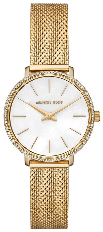 Michael Kors Pyper Quartz White Dial Gold Mesh Bracelet Watch For Women - MK4619