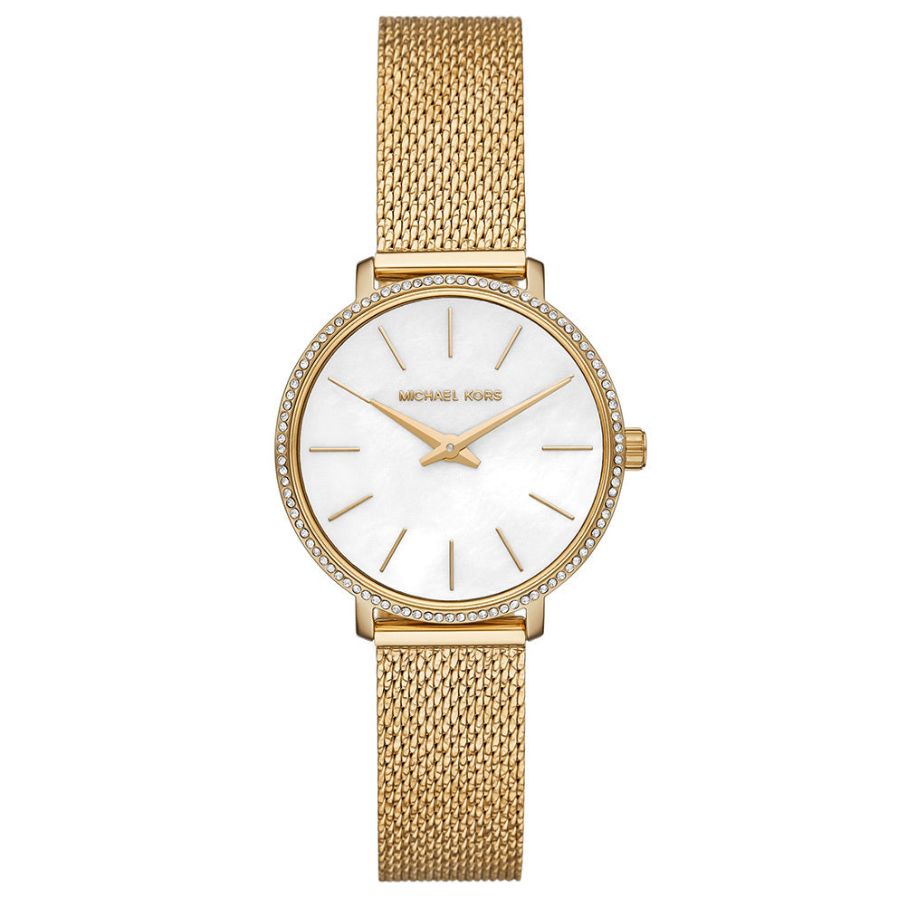 Michael Kors Pyper Quartz White Dial Gold Mesh Bracelet Watch For Women - MK4619