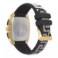 Versace Dominus Chronograph Gold Dial Black Silicone Strap Watch For Men - VE6H00223