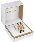 Versace Dominus Chronograph Gold Dial Black Silicone Strap Watch For Men - VE6H00223