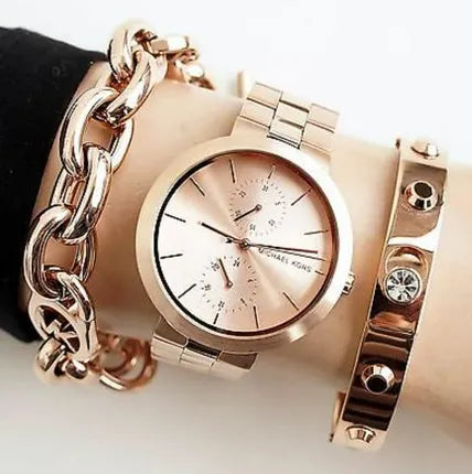 Michael Kors Garner Quartz Rose Gold Dial Rose Gold Steel Strap Watch For Women - MK6409