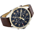 Tommy Hilfiger Dean Multifunctional Blue Dial Brown Leather Strap Watch for Men - 1791275