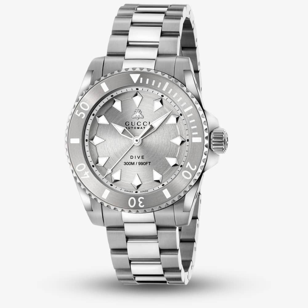 Gucci Dive Automatic Silver Dial Silver Steel Strap Watch for Men - YA136354