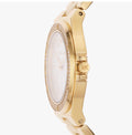 Michael Kors Lennox Three-Hand Silver Dial Gold Steel Strap Watch For Women - MK7278