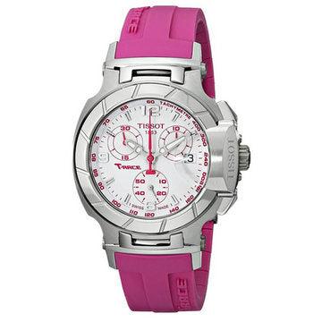 Tissot T Race Chronograph White Dial Pink Rubber Strap Watch for Women - T048.217.17.017.01