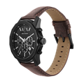 Armani Exchange Outerbanks Chronograph Black Dial Brown Leather Strap Watch For Men - AX1732