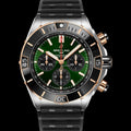 Breitling Super Chronomat B01 44 Green Dial Black Rubber Strap Watch for Men - UB0136251L1S1