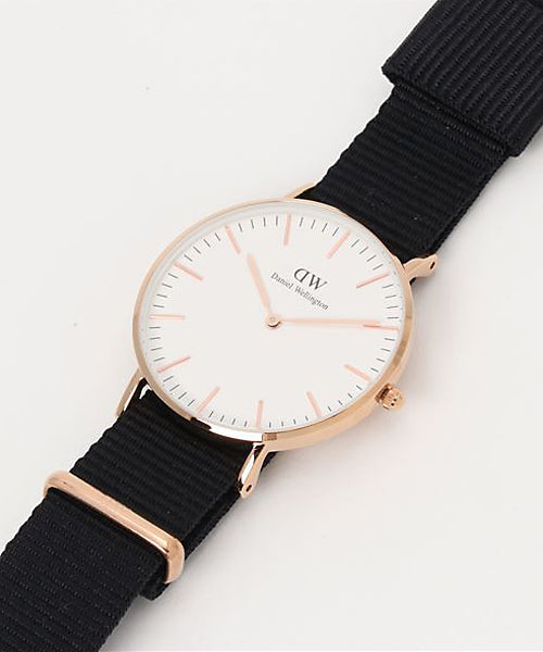 Daniel Wellington Classic Cornwall White Dial Black Nylon Strap Watch For Women - DW00100259