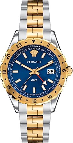 Versace Hellenyium GMT Blue Dial Two Tone Steel Strap Watch for Men - V11060017