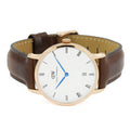 Daniel Wellington Dapper Bristol White Dial Brown Leather Strap Watch For Women - DW00100094