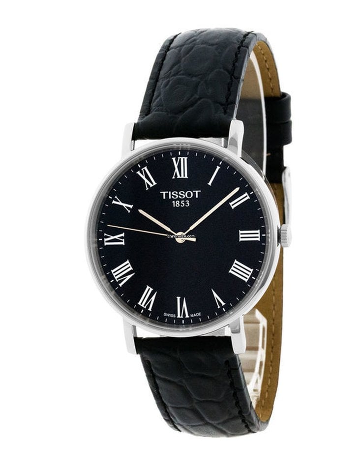 Tissot T Classic Dream Black Dial Black Leather Strap Watch for Men - T122.410.16.053.00