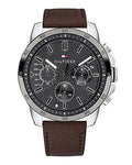 Tommy Hilfiger Decker Grey Dial Brown Leather Strap Watch for Men - 1791562